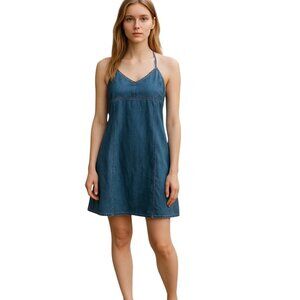Route 66 Denim Halter Dress Blue Size 10 Y2K